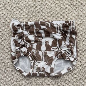 kate quinn White and Brown Cat Print Diaper Cover